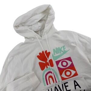 Nike‎ Have A Nike Day Hoodie White Graphic Sweatshirt Mens Size Large